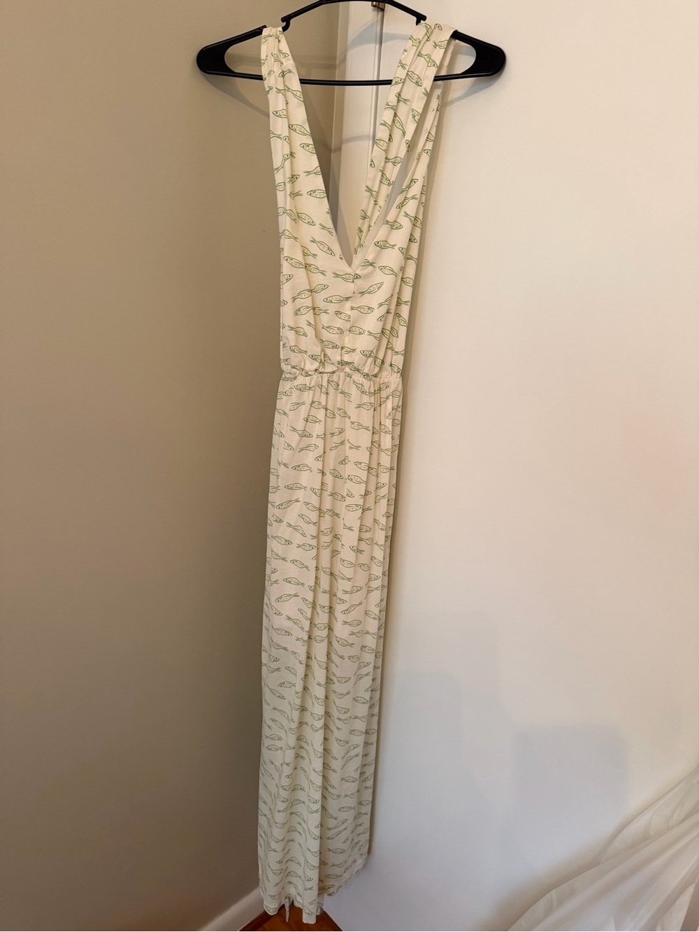 a new day Cream Maxi Dress with Green Print